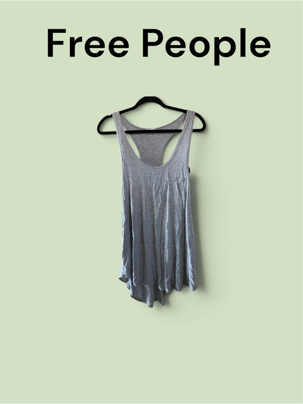 🐶Free People Gray Scoop Neck Racerback Tank